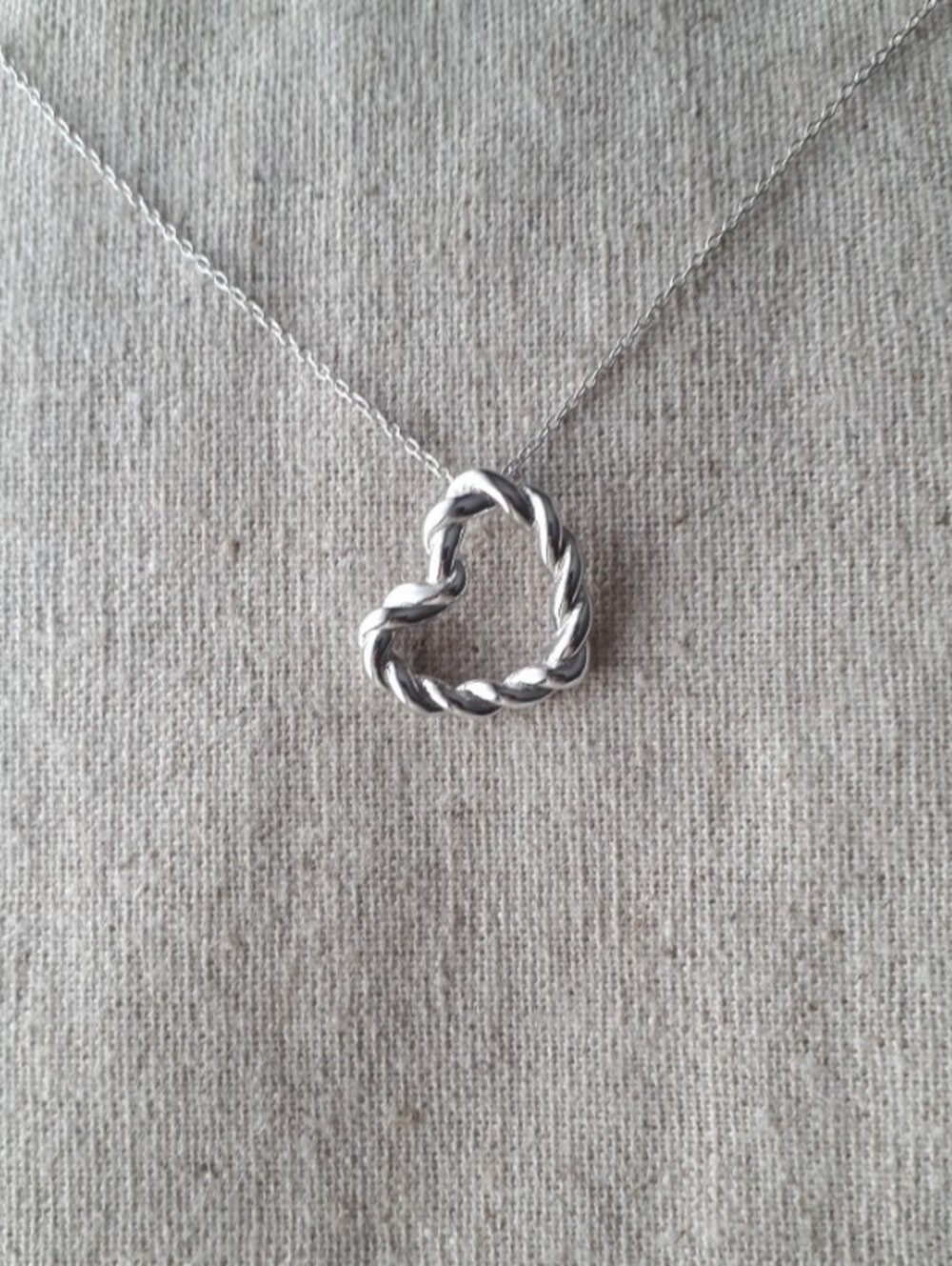 Sterling Silver Twisted Heart Pendant Necklace